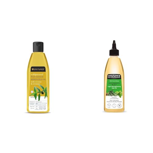 Soulflower Bhringraj Hair Oil 100% Pure & Natural| Hair Growth, Strengthening & Nourishing hair roots, Anti-Dandruff, Cooling Scalp| Coconut, Sesame| 120ml Rosemary Mint Hair Oil Soulflower Bhringraj Hair Oil 100% Pure & Natural| Hair Growth, Strengthening & Nourishing hair roots, Anti-Dandruff, Cooling Scalp| Coconut, Sesame| 120ml Rosemary Mint Hair Oil