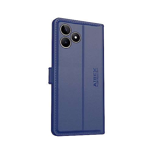Image of AIBEX Compatible for Redmi Note 12 Pro 5G Flip Cover Leather Finish | Inside TPU with Card Pockets | Wallet Stand | Complete Protection Flip Case - Blue
