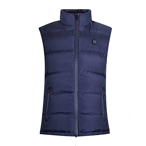 MOXIN Gilet Chauffant, Veste Chauffante USB, 3 Stalles À Température Réglable, Manteau Chauffant, pour Camping en Plein Air Randonnée Golf pour Hommes Femmes,Bleu,XXXL