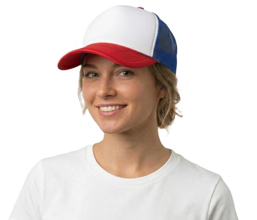 Image of NYFASHION101 Plain Mesh Trucker Hat - Breathable 6-Panel Daily Snapback Cap, Customizable Ideal for DIY Embroidery & Patches