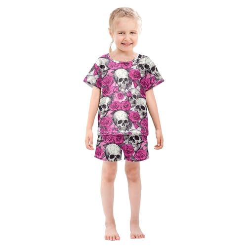 Sugar Skull Skeleton Gothic Flowers Pajama Set Pajamas Sleepwear Nightwear Loungewear Clothes Set B0402994