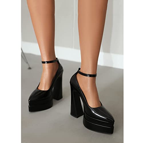 Roimaash Women Dressy Platform Pumps Block High Heels Pointed Toe Super High Heels Court Shoes4