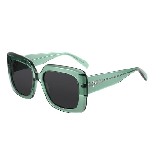 ZENOTTIC Gafas De Sol Polarizadas Para Mujeres A La Moda: Gafas De Sol Clásicas Con Protección UV400 - Gafas Retro Oversize Con Montura Cuadrada Verde Cristal