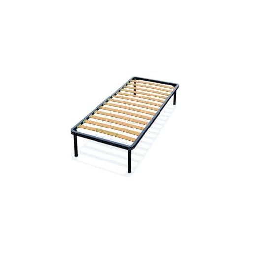 Am Group Home RETE LETTO ORTOPEDICA SINGOLA 80X190 CM, 13 DOGHE IN LEGNO E STRUTTURA IN ACCIAIO, 100% MADE IN ITALY