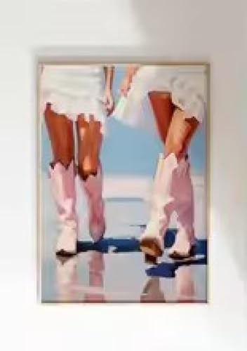 Affiche beach cowboy boots pour decoration murale chambre fille et ado
