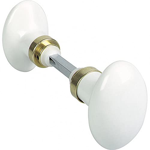 Centrale Brico Lot de 2 boutons de porte Porcelaine porcelaine de limoges laitonné