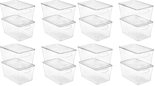 Image of Vtopmart 16 Pack Clear Stackable Storage Bins with Lids, Large Plastic Containers with Handle for Pantry Organization and Storage,Perfect for Kitchen, Fridge, Cabinet, Bathroom Organizer