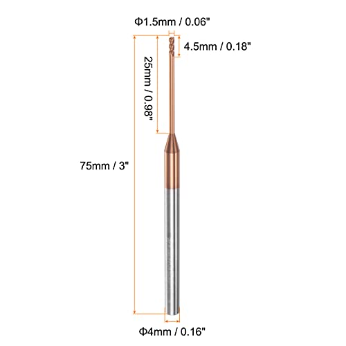 Image of HARFINGTON 2pcs Square Nose End Mill 4mm Shank 1.5mm x 25mm AlTiSin Coated Solid Carbide Long Reach Extended Neck 4 Flutes CNC Router Bit Milling Cutter for Stainless Steel Hardened Steel