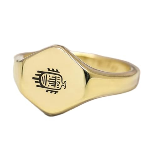 Bague aztèque hexagonale, le bijou cadeau idéal en argent 925 plaqué or