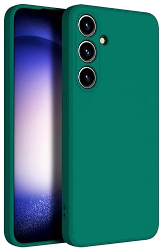 Image of Kapa Matte Protective Lens Flexible Back Cover for Samsung Galaxy S24 | Slim Silicone with Soft Lining Shockproof Full Body Bumper Case (Green)