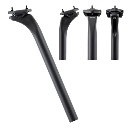 HUAONG Carbon Fiber Bicycle Bike Seat Post 27.2 Seatpost Offset 20mm for Road Mountain BMX Ebike Length 400mm Compatible With Saddles Shock Absorption for Comfortable Ride Ultra Light 175g ± 5g, Matte