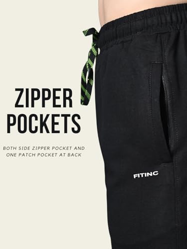 Image of FITINC Regular Fit Cotton Lower Trackpant for Men with Zipper Pockets