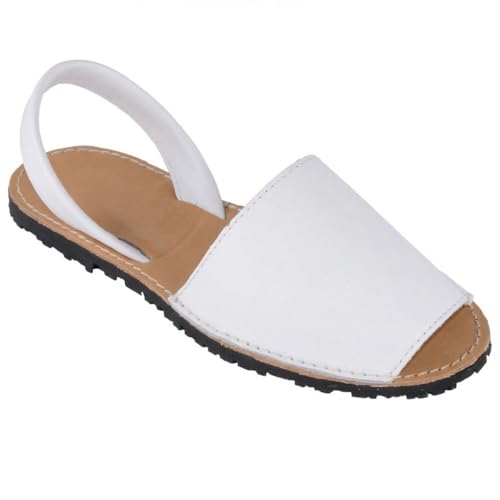 Nakloe   Menorquinas mujer   Sandalias mujer   Sandalias mujer verano   Fabricadas en piel (Blanco, Sistema tallas calzado EU, Adulto, Mujer, Números, mediano, 39)