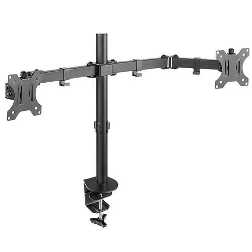 Support écran PC double RICOO TS6711 : orientable et inclinable pour bureau VESA 75/100