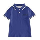 Niños Niños Niñas Manga Corta Verano Casual Rayas Caballero Tops Adolescente Vacaciones Camisetas Camiseta con Bolsillo, marine, 11-12 años