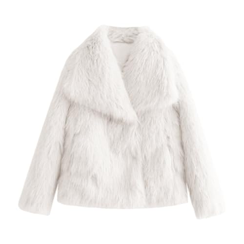 Pdakieyxnd Felljacke Damen Kurz Kunstfell Jacke Pelzjacke Kunstpelz Mantel Kurze Cosy Coat Pelz Kunstfelljacke Elegant Soft Flauschiger Jacket Fasching Webpelzjacke Fur Kunstfellmantel, WH2, M