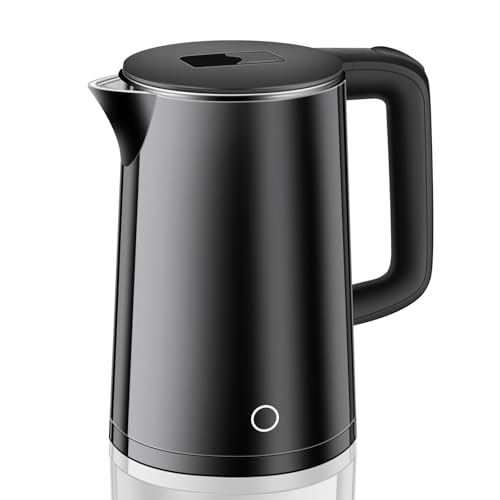 Woobroo Electric Kettle & Stainless Steel Water Kettle, 2L Cordless Kettle, Boil-Dry Protection, BPA Free, Fast Boil, Auto Shut-Off, Black