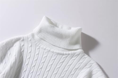 Men's Pullover Sweaters High Neck Solid Color Knitted Warm Casual Long Sleeve Sweater3