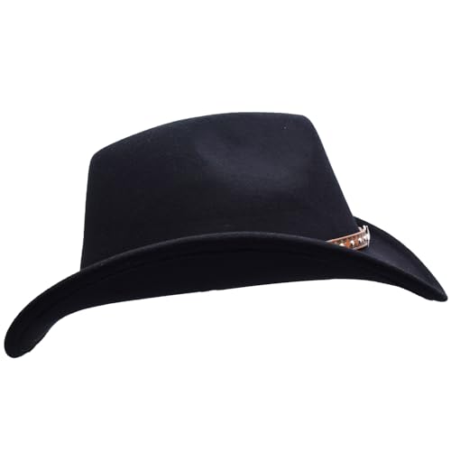 Kids Girls Boys Wide Brim Western Cowboy Cowgirl Hat with Buckle Belt Felt Fedora Hat3