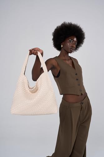 Image of MELOLILA Large Woven Tote Bag for Women Weave Purse Woven Leather Handbag