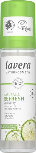 Lavera Deo Spray Natural & Refresh - 0% sels d' aluminium - vegan - Protection déodorante fiable 48h - cosmétiques naturels certifiés - citron vert bio et de minéraux naturels - 75 ml