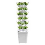 6-Tier Hydroponic Grow Tower Kit, 30 Holes Planting Sites Indoor Garden System with Water Pump, Self-Watering Vertical Gardening Kit for Lettuce, Herbs, Strawberries, Vegetables, Flowers, White