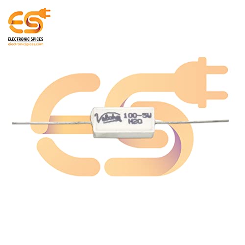 Image of Electronic Spices 100 Ohm (Ω) 5 Watt Fusible Ceramic Cement Power Resistor Pack of 5pcs