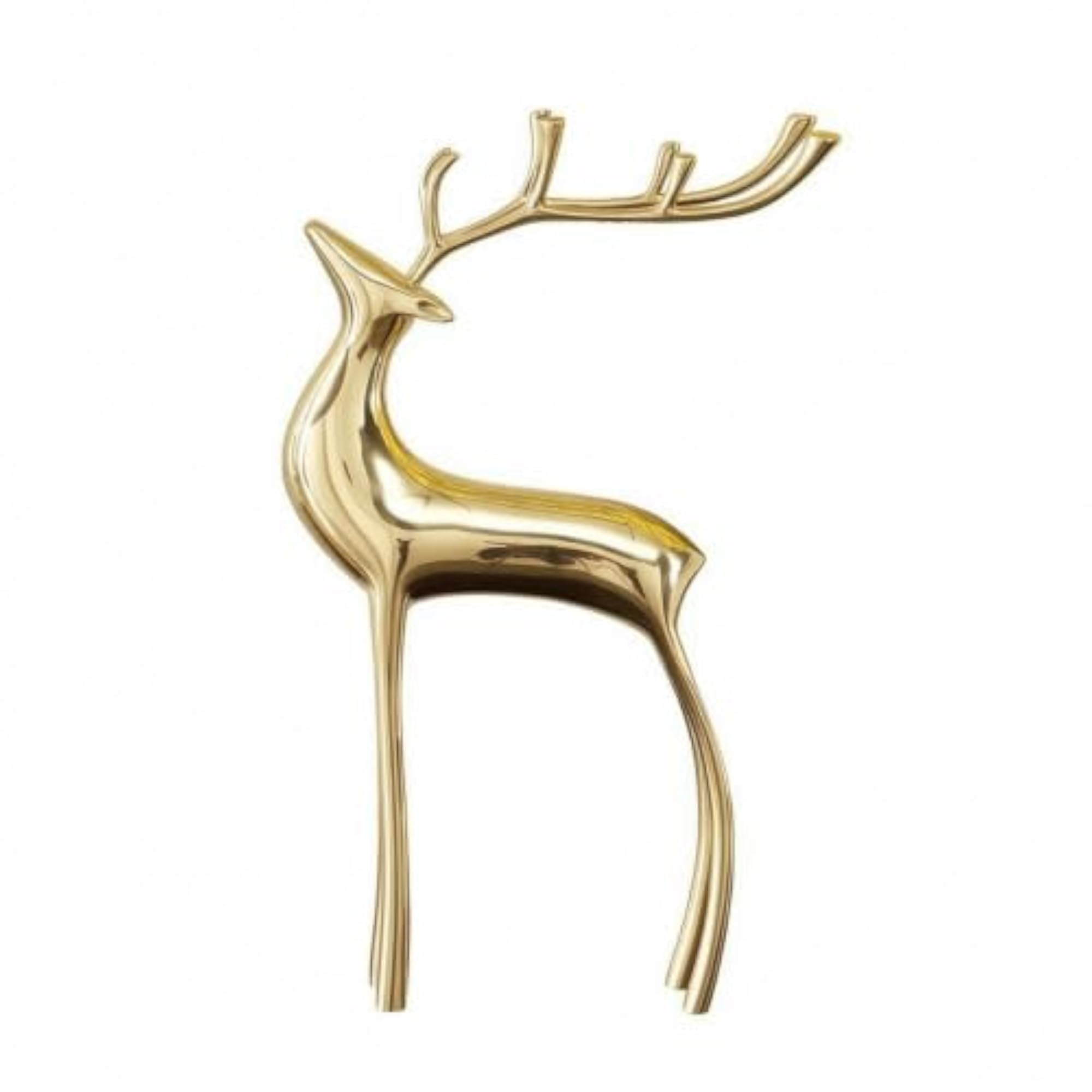 Electroplated Deer Figurines, Glossy Gold-Toned Surface