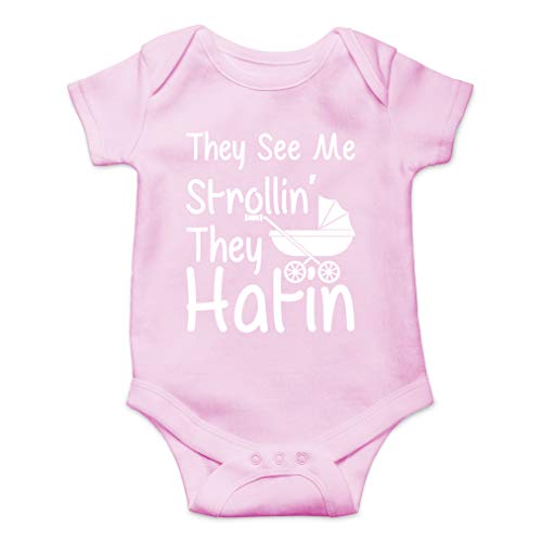 Image of AW Fashions They See Me Strolli' They Hatin Bodysuit Newborn Boy Outfits Cute Romper Baby Girl Clothes