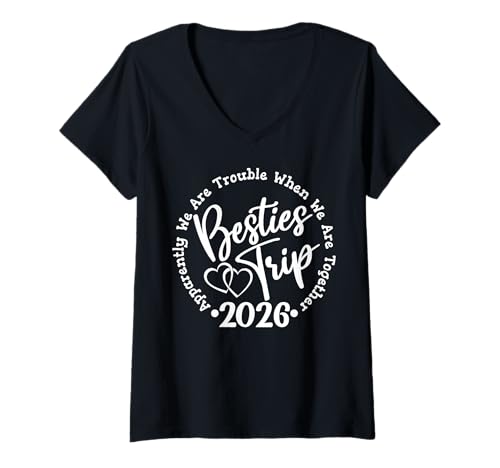 Damen Besties Trip 2026, Mädchenwochenende, Urlaub für Damen T-Shirt mit V-Ausschnitt