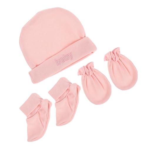 Holibanna Newborn Anti-scratch Gloves Foot Cover Set Soft Cotton Baby Hat Windproof Scratchproof Comfortable Material