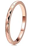 THREE KEYS JEWELRY Womens Tungsten Carbide Unisex Wedding Bands Rings Inlay Rose Gold for Women 2mm Comfort Fit Vintage Size 7