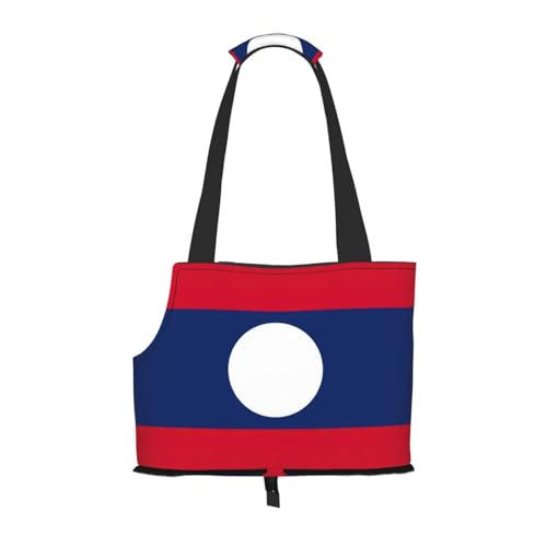 Sac de transport pour petit chien motif drapeau Laos avec parois en maille respirante