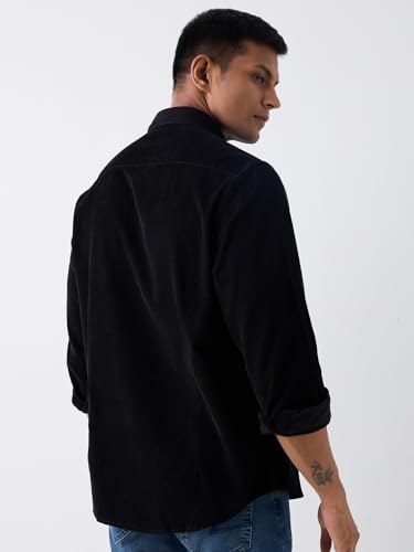 Image of Spykar Men's Slim Fit Raised Collar Full Sleeve Solid Casual Shirts