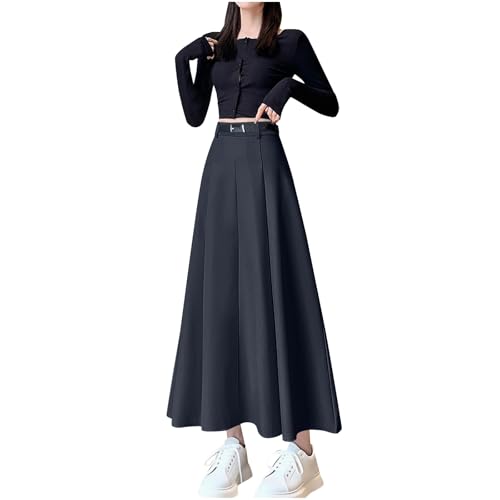 Women's High Waisted Midi Skirts Business Casual Swing Dressy Work A Line Pleated Office Skirt with Pockets4