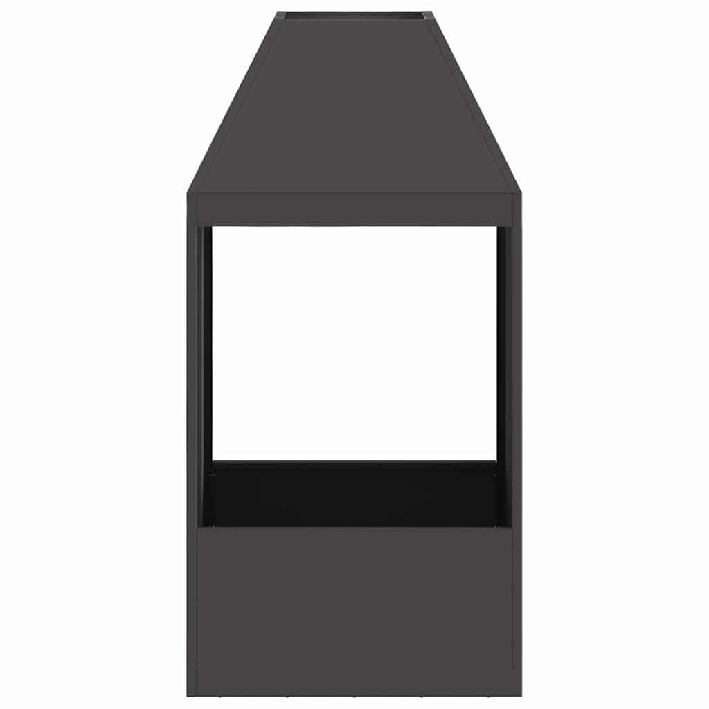 Feuerstelle Schwarz aus Stahl 50 x 50 x 100 cm für Terrasse und Garten, Kamin Ofen für Outdoor Treffen, Holzhalter mit Wärme und Deko für behagliche Abende