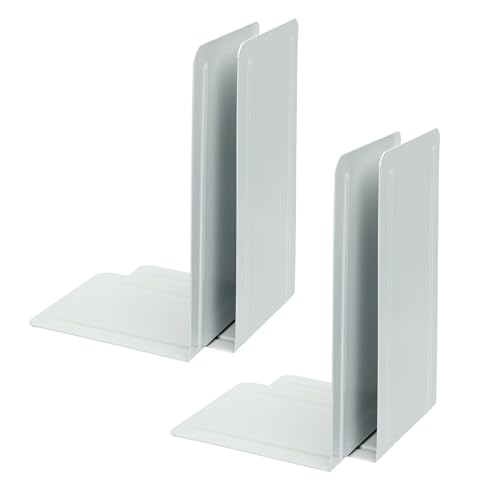 Alco-Albert 4303-10-4 Metal Bookends, Pack of 4, White, 14 x 24 x 13 cm, for School Office and Home