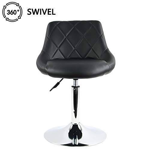 FURWOO PU Leather Low Bar Chair Height Adjustable Swivel Check Backrest Semi-enclosed Backrest for Barber Shop Counter Home Kitchen Front Desk Cashier Beauty Salon Breakfast Bar Stool(Black)