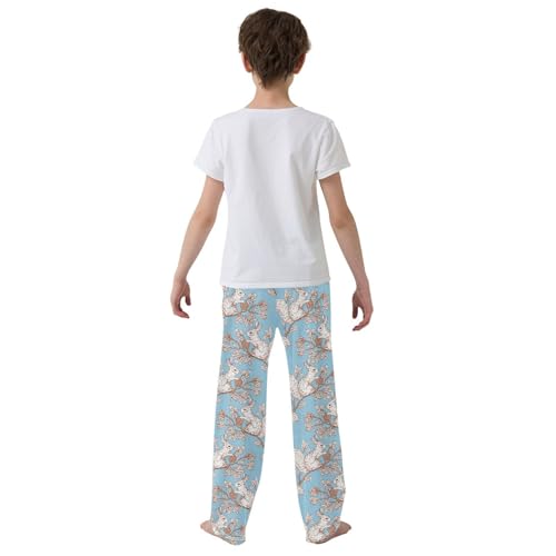 Squirrel Pine Cone Print Boys Long Pants Soft Trousers Elastic Waist Kids Lounge Bottoms with Pockets S-XL3