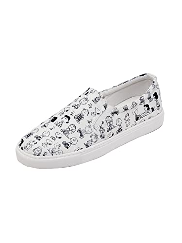 Image of The Souled Store Official Peanuts: Snoopy & Friends Mens and Boys Regular fit Graphic Printed White Men Loafers
