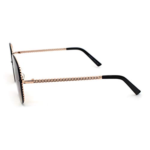 SA106 Womens Jewel Chain Frame Exposed Lens Rectangle Butterfly Sunglasses3