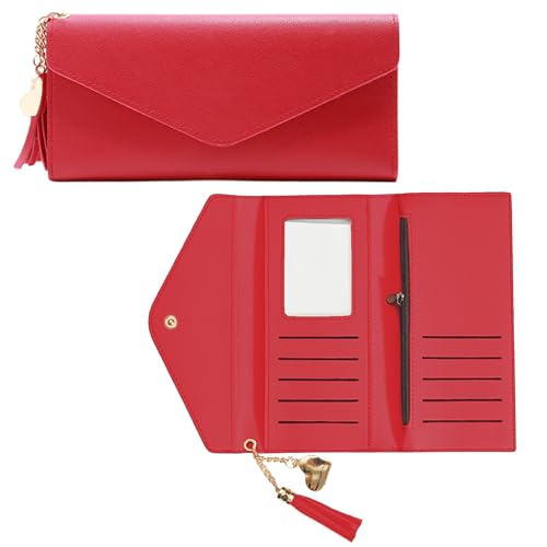 Image of Kraptick Women's Wallet -Stylish and Compact Purse Clutch Wallet, Stylish Card Coin Holder, Debit Card Holder, Money Organizer and Travel Wallet for Women with 13 Slots (Red)
