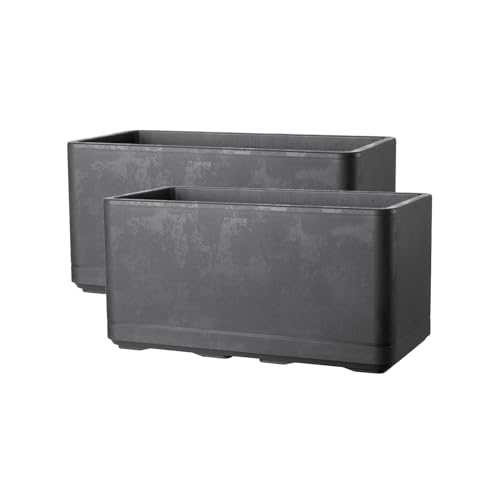 Kreher XL Pflanzkasten Cosmo mit Rollen und Wasserstandanzeige in verschiedenen Formaten und Farben. Der Eye-Catcher für Garten, Terrasse, Restaurants & Gewerbe! (Anthrazit, 2 x 80 L)