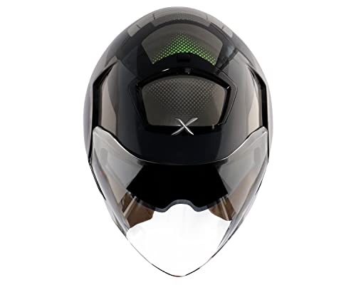 Image of Axor Striker Ultron ISI ECE DOT Certified Lightweight Open Face Dual Visor Helmet for Men and Women with Outer Clear Visor and Inner Smoke Sun Visor Black Grey(L)