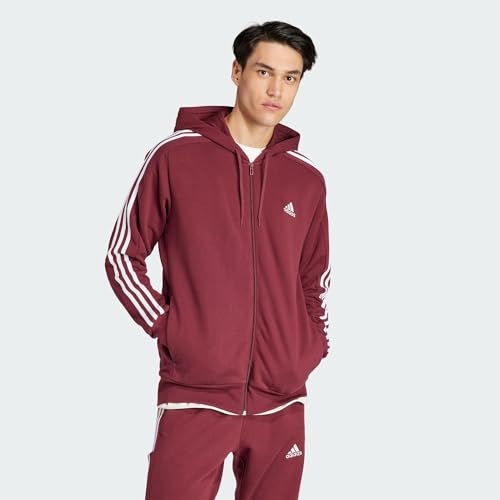 Image of adidas mens Essentials French Terry 3-stripes Full-zip Hoodie