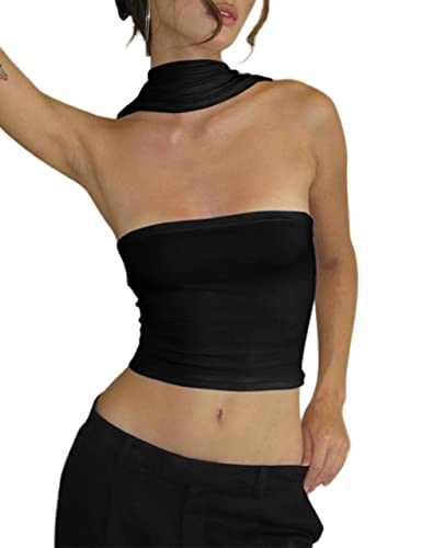 PICPUNMAK Women Sexy Strapless Halter Tube Top Hollow Out Sleeveless Solid Slim Bandeau Tops Off Shoulder Tank Vest Clubwear