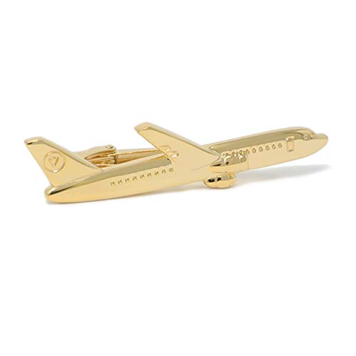 Novelty Gold Tone Airplane Tie Clip With Box Aircraft Plane Airline Tie Clip2