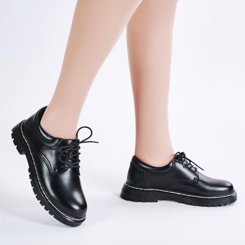 Image of Oxford Shoes for Women Lace Up Slip Resistant Leather Casual Comfort Business Work Office Dress Shoes