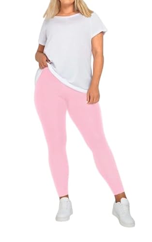 Image of SASSY STYLE Womans Plain Leggings New Viscose Full Length Ladies UK Size 8-26 (Baby Pink, 14)