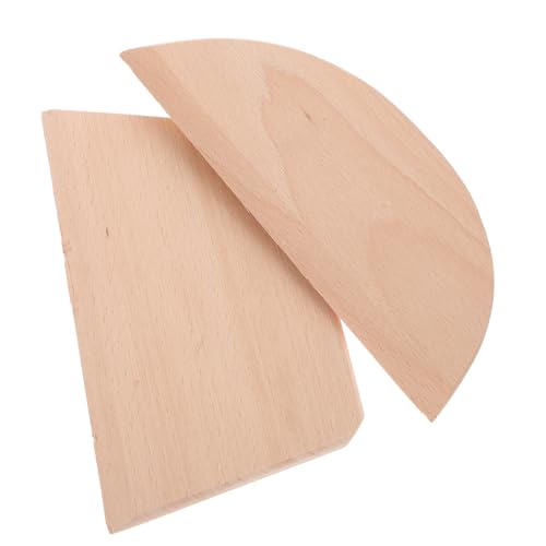 Cabilock 2Pcs Wooden Dough Cutter Practical Baking Tools for Home Kitchen Includes Semicircle and Trapezoid Styles for Pastry and Pizza Dough Slicing Log Color Finish